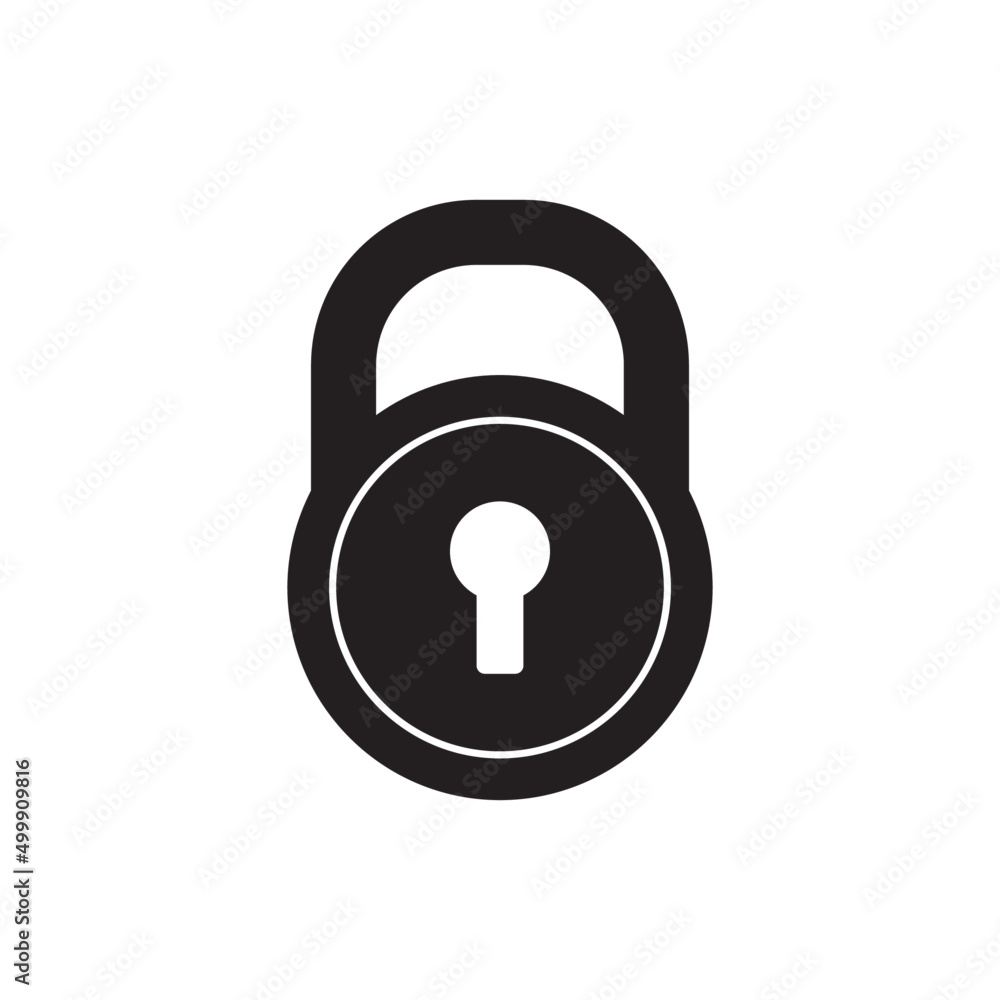 Lock, protection padlock icon in black flat glyph, filled style isolated on white background Lock, protection padlock icon in black flat glyph, filled style isolated on white background