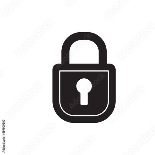 Padlock, secure icon in black flat glyph, filled style isolated on white background