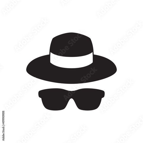 Incognito mask icon in black flat glyph, filled style isolated on white background