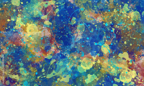 Abstract summer watercolor background in blue tones. watercolor splashes