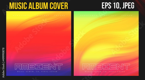Music Album Cover for the Web Presentation. Colorful Vector Background. Abstract postcard set. Posters Template. Vinyl and CD DVD artwork design. Square flyers, banners, brochure, book.  Music Single 