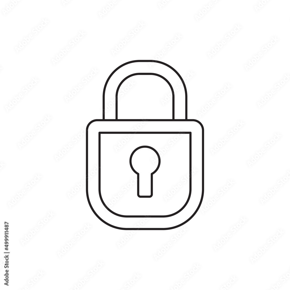 Padlock, secure icon line style icon, style isolated on white background Padlock, secure icon line style icon, style isolated on white background