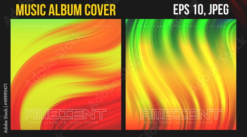Music Album Cover for the Web Presentation. Colorful Vector Background. Abstract postcard set. Posters Template. Vinyl and CD DVD artwork design. Square flyers, banners, brochure, book.  Music Single 
