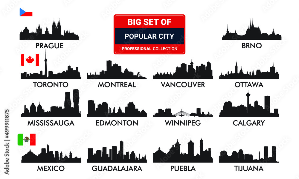 Silhouette set of popular cities in the World. Vector Illustration. Stock Vector | Adobe Stock