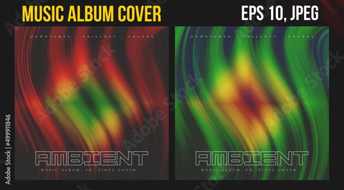 Music Album Cover for the Web Presentation. Colorful Vector Background. Abstract postcard set. Posters Template. Vinyl and CD DVD artwork design. Square flyers, banners, brochure, book.  Music Single 