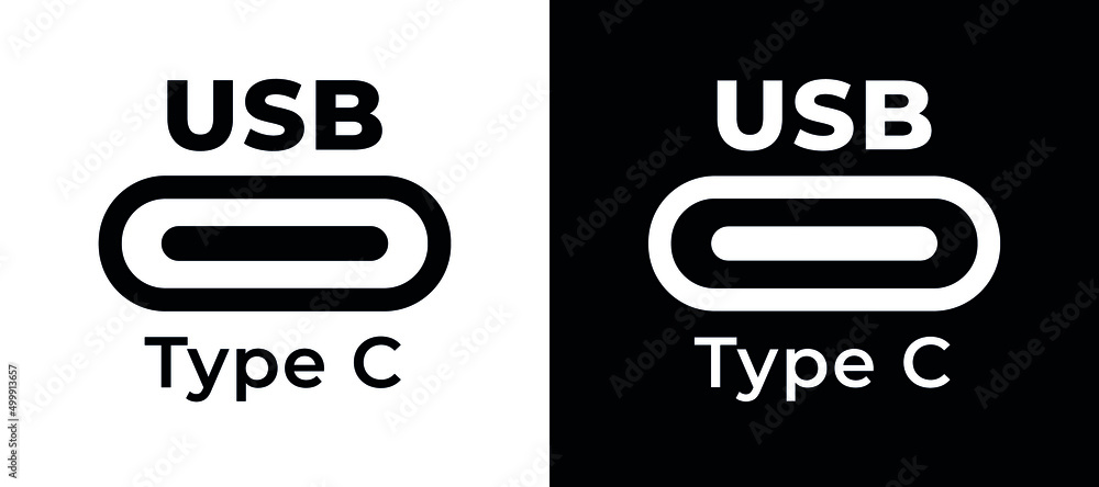 Vector icon symbol USB Type-C. Cable connection USB Type-C for mobile  phone. Stock Vector | Adobe Stock