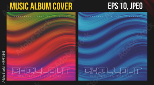 Music Album Cover for the Web Presentation. Colorful Vector Background. Abstract postcard set. Posters Template. Vinyl and CD DVD artwork design. Square flyers, banners, brochure, book.  Music Single 