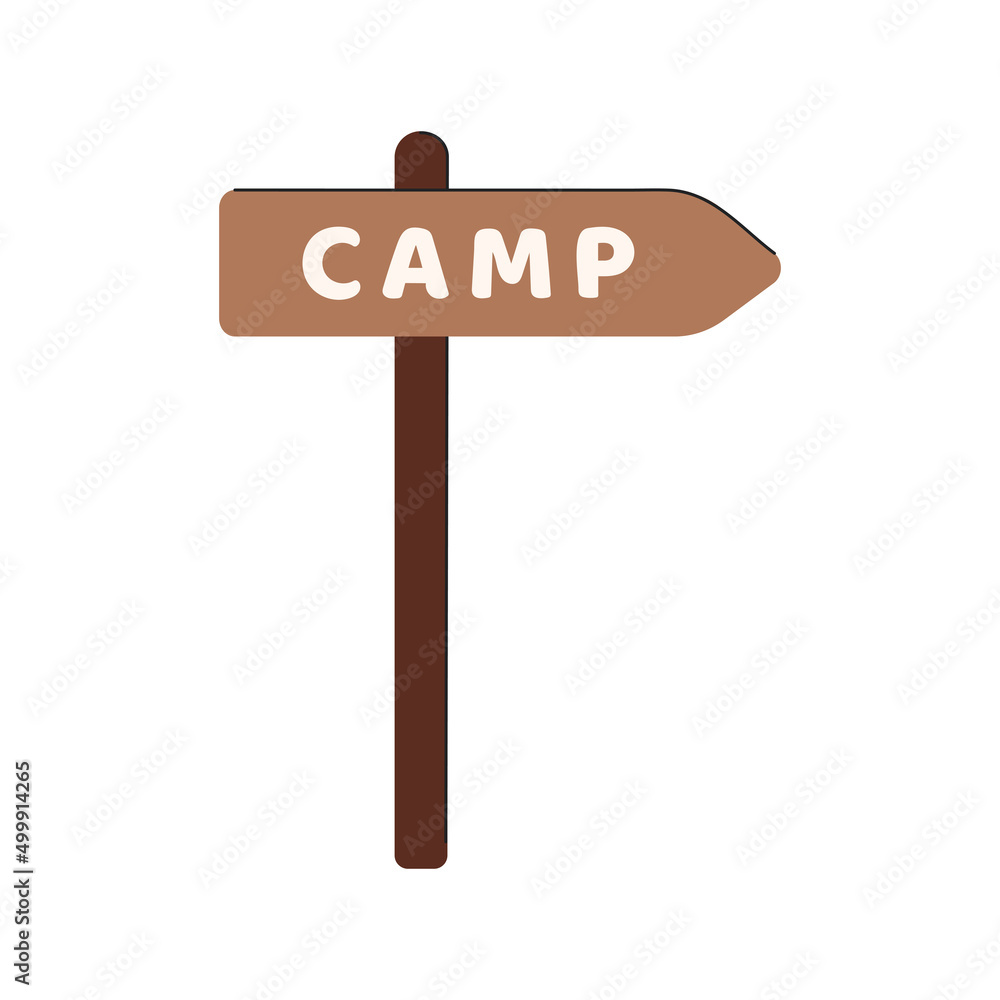 Wooden signpost camping vector flat Illustration. Camping element. Wooden signpost camping vector flat Illustration. Camping element.