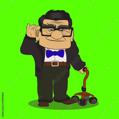 An old man standing with​ Crutches / old man