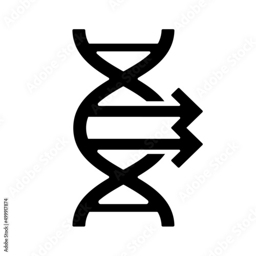 Seizures of samples for genetic examination icon. DNA Change gene flat GMO, black sign. Symbol genetically modification. Food label or tag isolated on white background. Vector.