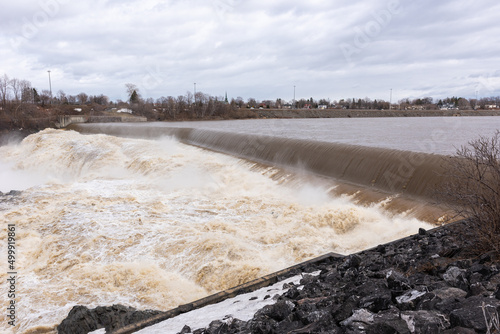 In the springtime, the waterfalls Chaudiere at the park of the Chaudiere River in Levis photo