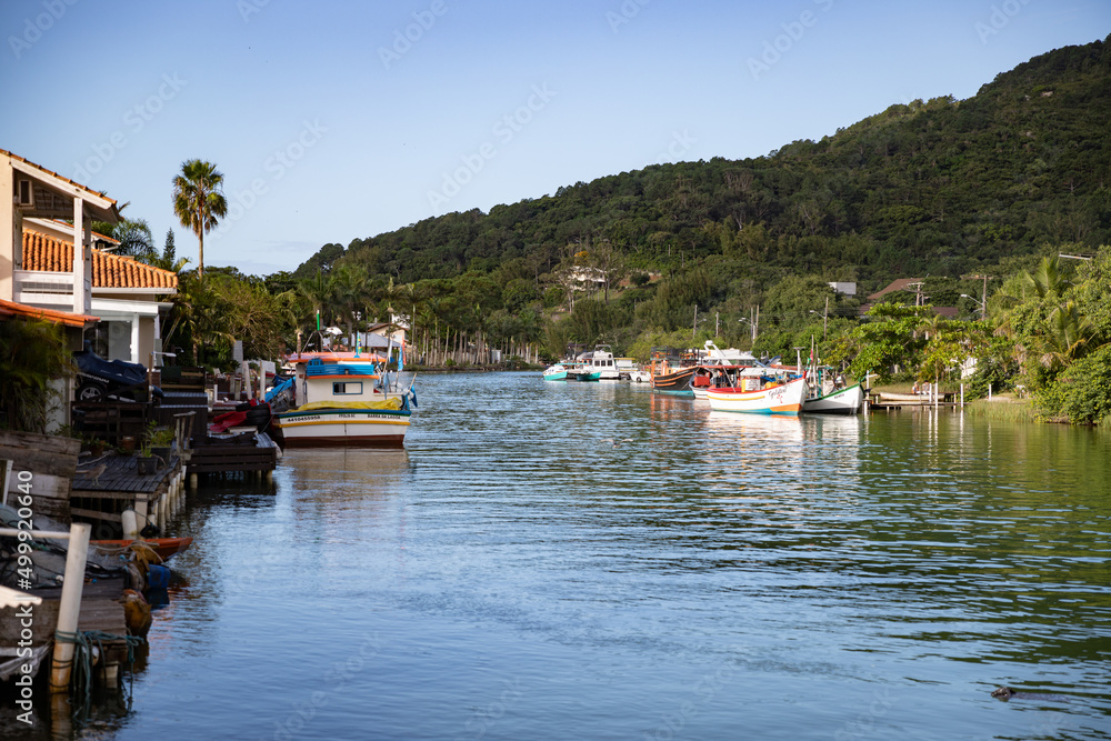 Boats on a beautiful lake in Brazil