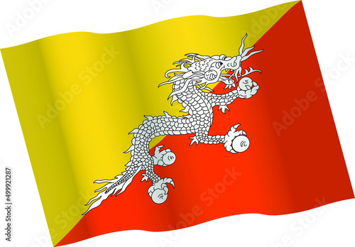 Waving Bhutanese flag isolated vector