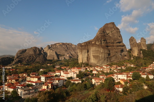 View over Kastraki with rock formations in the background, Meteora Monasteries