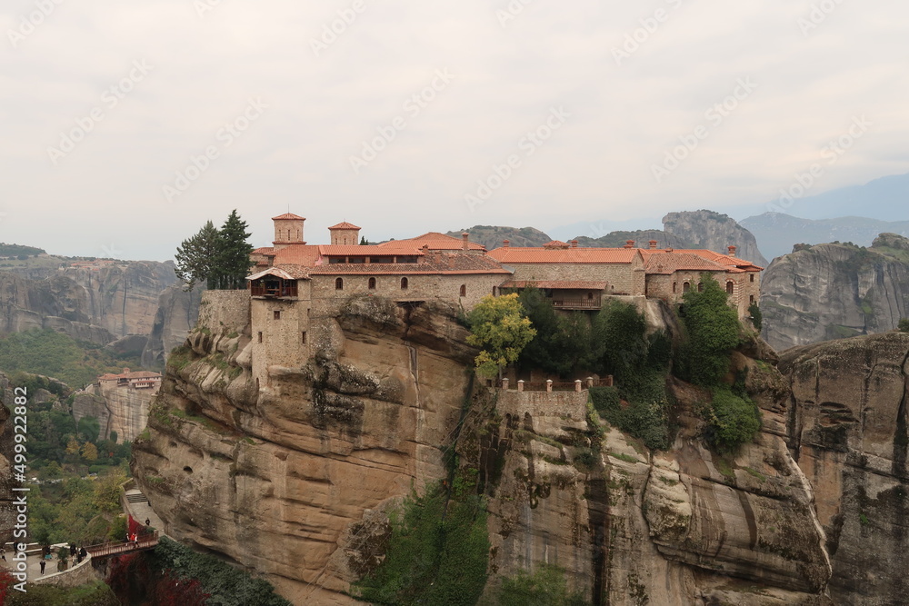 The picturesque Monastery of Varlaam, built on top of a rock formation