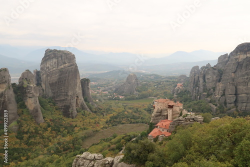 Monasteries of St. Nicholas Anapafsas, Roussanou surrounded by rock formations