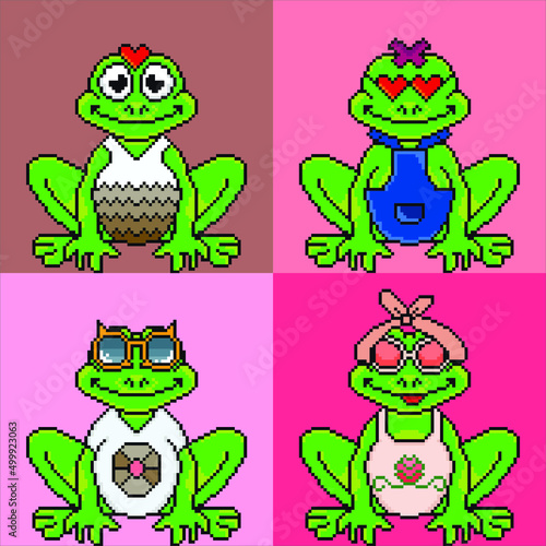 pixel art frog with different traits