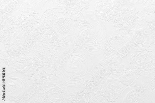 Relief of flowers on white background. 3D illustration. 3D render