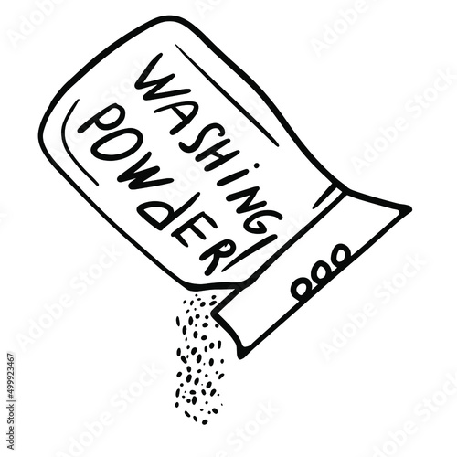 Black doodle of a washing powder. Hand-drawn bathroom accessories illustration.
washing powder line art Illustration
