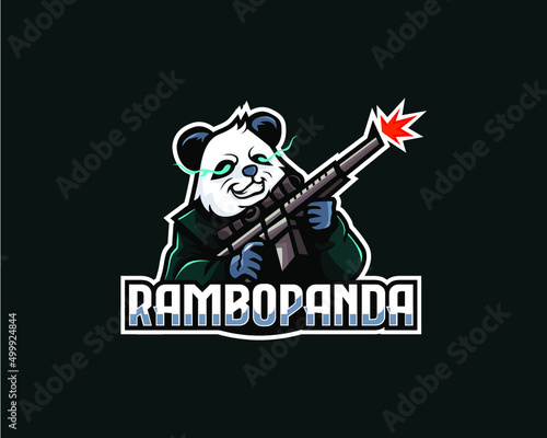 Panda logo by weapon cartoon