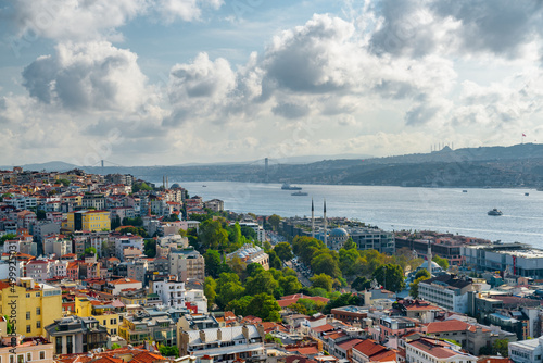 Aerial view of the Bosporus and Istanbul, Turkey
