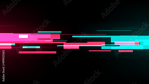 Glitched Horizontal Lines with Glowing Lights