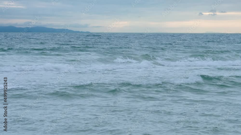 Storm waves on sea water near beach Storm waves on sea water near beach