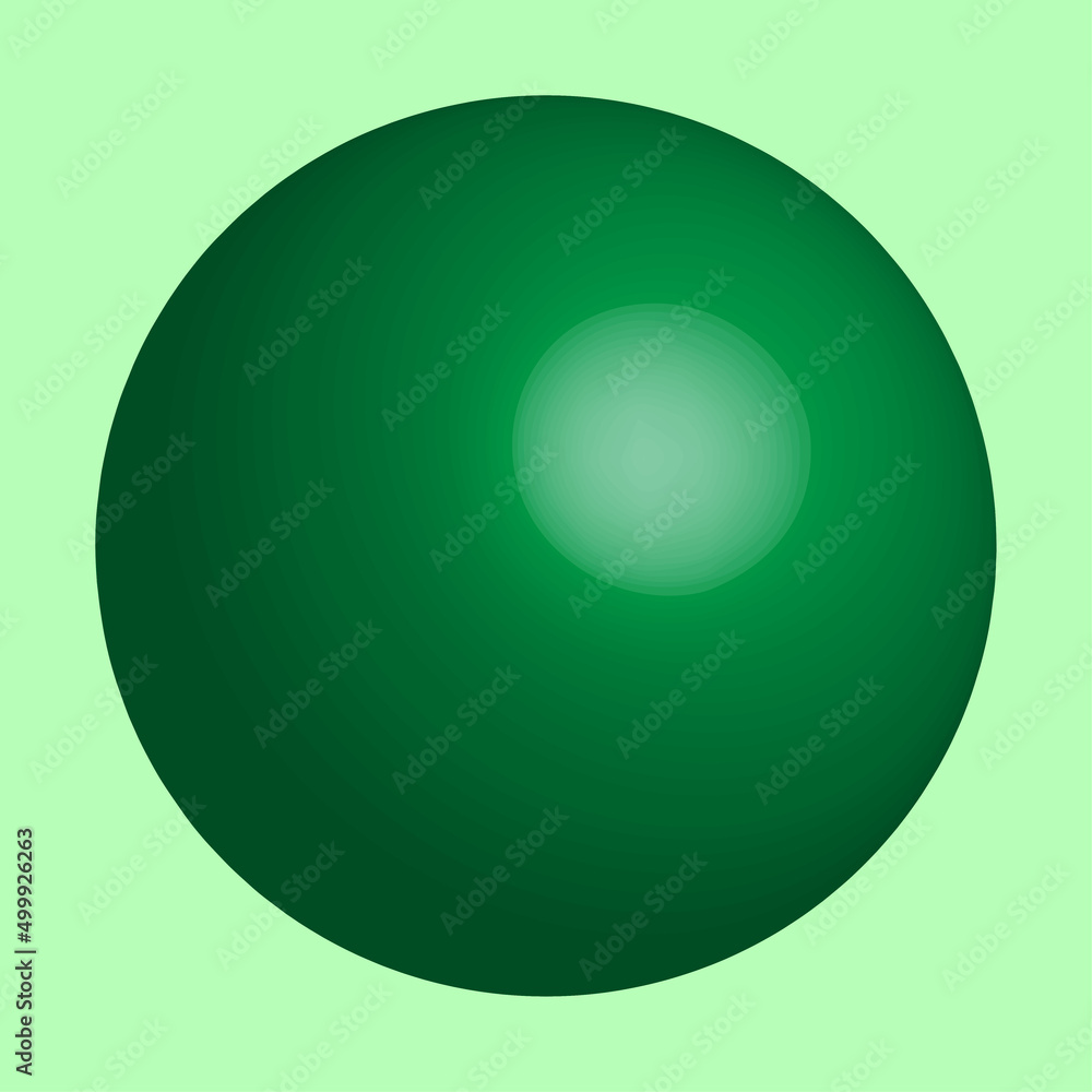 Modern abstract icon with green 3d sphere. Magnifying glass. Vector illustration. stock image. 