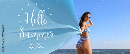 Pretty young woman in swims...