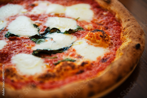 margherita pizza in Italian restaurant setting photo