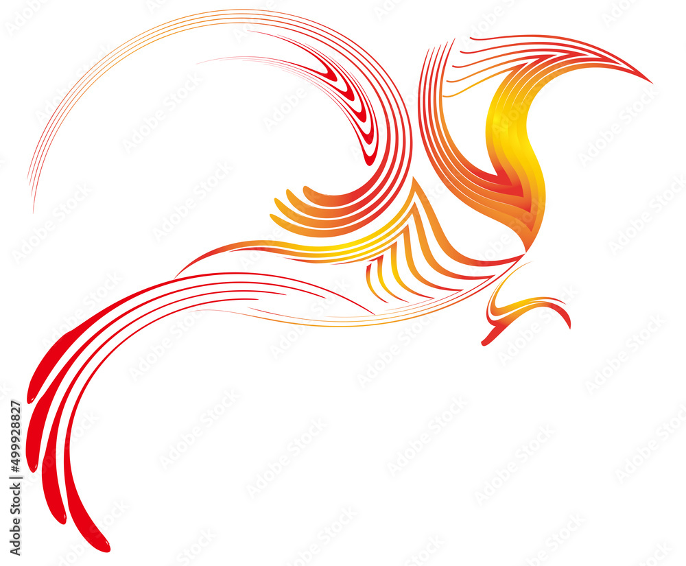 Obraz premium line art phoenix 5