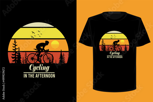 Cycling in the afternoon retro vintage t shirt design
