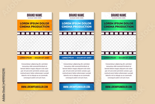 Vector set of modern roll Up Banner stand design with rectangles and film roll as space for text and photo. Brochure and presentation for exhibition, show, fair.