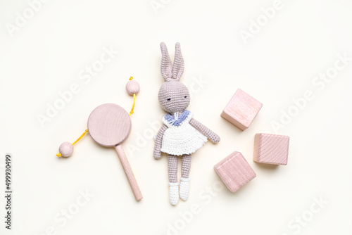 Wooden cubes with baby toys...