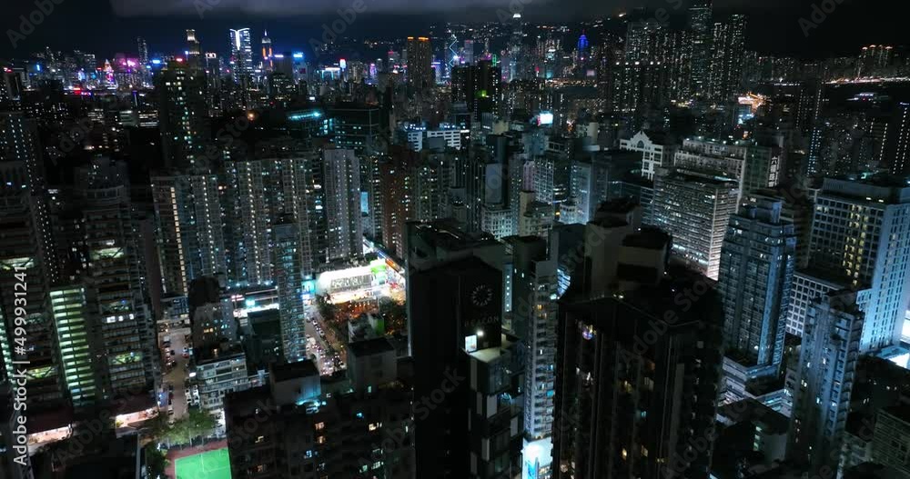 Top down view of Hong Kong city at night Top down view of Hong Kong city at night
