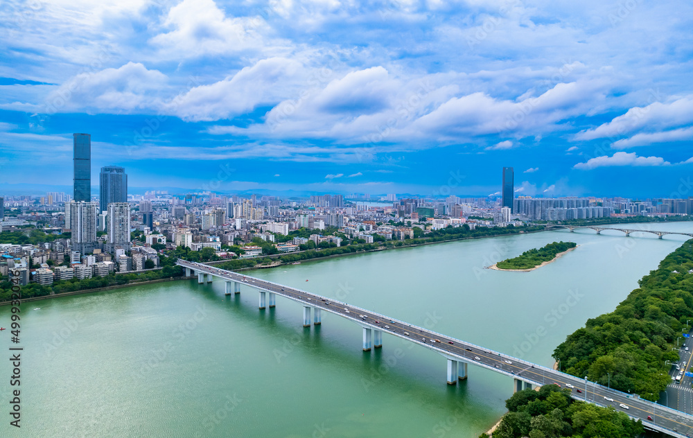 Urban environment of Wenchang Bridge in Liuzhou, Guangxi, China