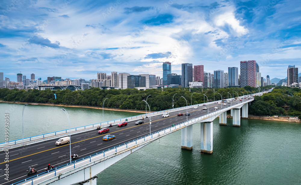 Urban environment of Wenchang Bridge in Liuzhou, Guangxi, China