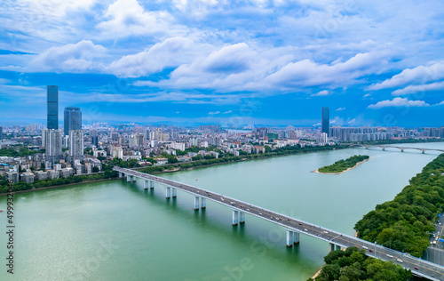 Urban environment of Wenchang Bridge in Liuzhou  Guangxi  China