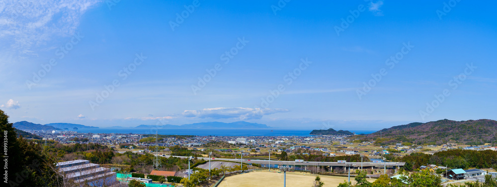東かがわ市街並み　パノラマ風景　白鳥中央公園からの眺望(香川県)