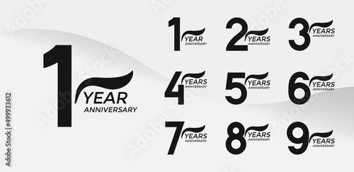 Set of Anniversary logotype black color with white background for celebration