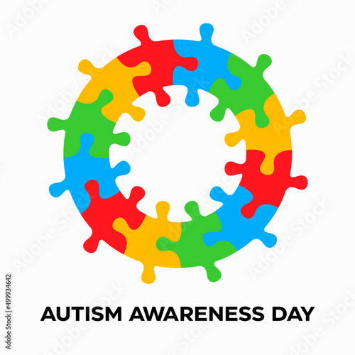 Autism Awareness Day. Puzzle circle isolated on white background.