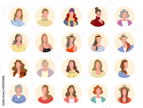 ベクターイラスト素材：人物アイコンセット、女性
