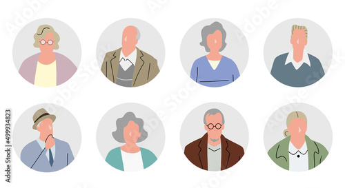 ベクターイラスト素材：人物アイコンセット、シニア
