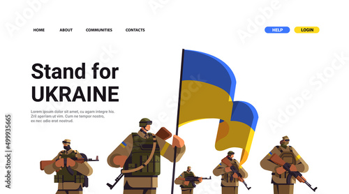 Ukrainian soldiers in full body armor special forced Ukrainian defenders in military clothes armed forces of Ukraine stop war