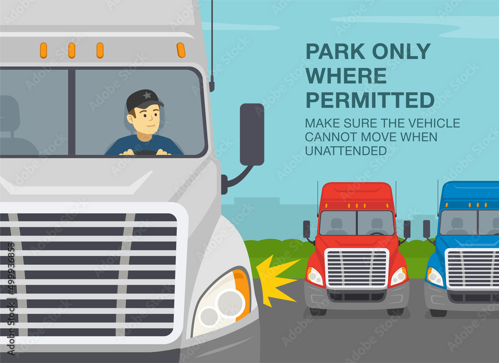 Heavy vehicle driving rules and tips. Checklist for truck drivers. Park