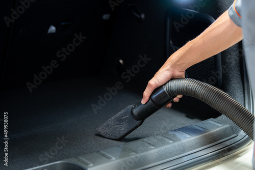 Professional Vacuum Dust In A Car By Vacuum Clener In Car wash Shop