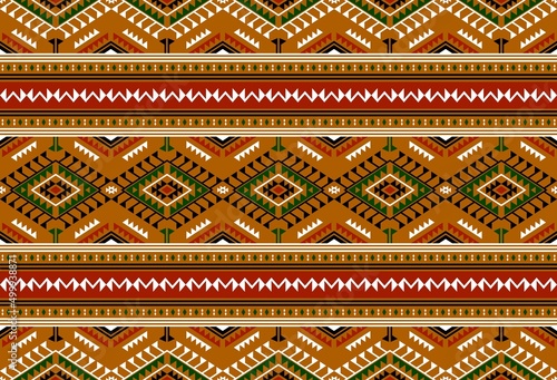 Geometric ethnic oriental seamless pattern traditional Design for background,carpet,wallpaper.clothing,wrapping,Batik fabric,Vector illustration.embroidery style - Sadu, sadou, sadow or sado