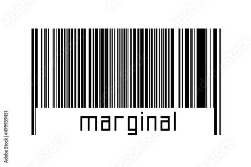 Digitalization concept. Barcode of black horizontal lines with inscription marginal