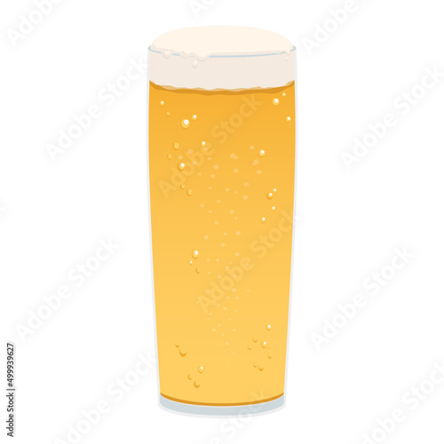 Vector illustration of beer in a glass isolated on background.
