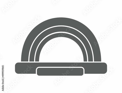 Bouncy inflatable castle. Tower and equipment for child playground. Jumping house sign. Glyph vector silhouette icon